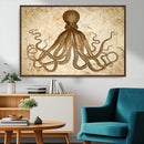 Sepia Octopus Wall Art Abstract Animal Canvas Print