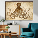 Sepia Octopus Wall Art Abstract Animal Canvas Print