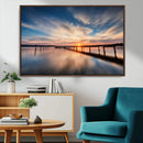 Wooden Pier on Seascape and Sunset Wall Art Canvas Print by MyGreatCanvas | Canvas Wall Art Prints | Photo Prints & Wall Decor