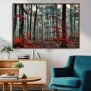 Autumn Forest Wall Art – Enchanting Red Leaves Canvas Print,