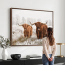 Longhorn Cattle Wall Art Canvas Print, Framed Farmhouse