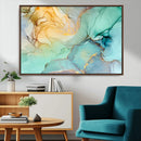 Abstract Aqua and Gold Fluid Wall Art Canvas | 3 Panel Large by MyGreatCanvas | Canvas Wall Art Prints | Photo Prints & Wall Decor