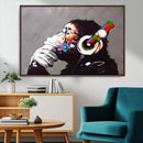 Dj Monkey Listening to Music Wall Art Print | Banksy Monkey by MyGreatCanvas | Canvas Wall Art Prints | Photo Prints & Wall Decor