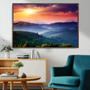 Sunset over Mountain Canvas Print, Forest Canvas Wall Art –