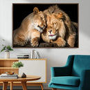 Lion and Lioness Wall Art Canvas Print – Framed African