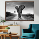 Black and White Elephant Wall Art Canvas Print