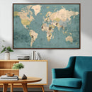 Classic World Map Canvas Print – Framed Vintage Map Wall