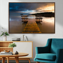 Serene Lake Pier at Sunset Canvas Print | Landscape Canvas