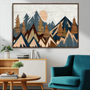 Abstract Wood Panel Effect Mountain Range Top Wall Art