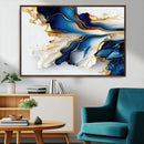 Gold Marble Art - Abstract Geode Gold And Blue Marble Shape