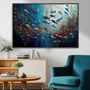 Modern Abstract Fish Shoal Wall Art Canvas Print, Colorful