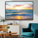 Golden Sunset Over Ocean Waves - Serene Coastal Triptych