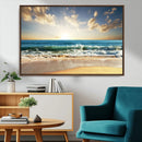 Golden Sunset Beach Triptych Canvas Wall Art for Living Room