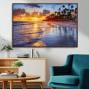 Serene Beach Sunset Wall Art Canvas- Coastal Seascape Print