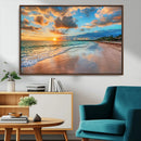 Serene Beach Sunset Wall Art | Coastal Ocean Canvas Print |