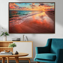 Sunset Beach Wall Art | Ocean Canvas Print | Coastal Wall