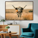 Texas Cow Longhorn Wall Art Canvas Print for Farm House Wall