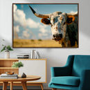 Longhorn in the Prairie - Stunning Ranch-Style Triptych Wall