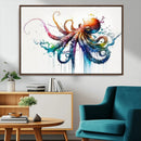 Watercolor Vibrant Octopus Wall Art Canvas Print | Abstract
