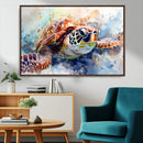 Watercolor Sea Turtle Wall Art Canvas Print - Vibrant Ocean