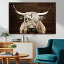 Highland Cow Wall Art Canvas Print, Rustic Farmhouse Decor,