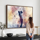Abstract Watercolor Golf Player Wall Art Canvas Print