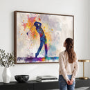 Watercolor Golf Swing Wall Art Canvas Print | Vibrant