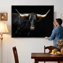 Black Bull Wall Art – Majestic Longhorn Canvas Print with