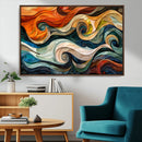 Abstract Wave Wall Art | Ready to Hang Framed Canvas Print |