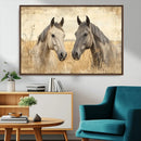 Chines Ink Style Grunge Horses Wall Art Canvas Print