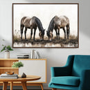 Chines Ink Style Horses Wall Art Canvas Print