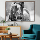 Black and White Horse Winter Wall Art | Ready to Hang and