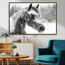 Black Horse Winter Wall Art | Ready to Hang and Framed |