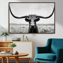 Longhorn Bull Canvas Print | Rustic Farmhouse Wall Art |