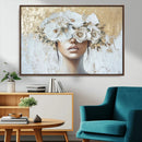 Golden Petal Wall Art - Canvas Print Flower Head Woman