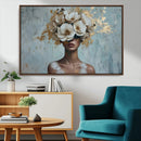 Golden Petal Wall Art - Petal Silhouette Woman Wall Art by MyGreatCanvas | Canvas Wall Art Prints | Photo Prints & Wall Decor