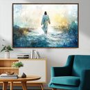 Watercolor Jesus Walking on Water Canvas Print, Christian
