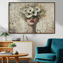 Abstract Floral Women Patel Wall Art Canvas Print