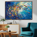 Colorful Swirling Fish School Wall Art Canvas Print |