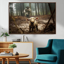 Jesus Running After a Lost Lamb Canvas Wall Art Print