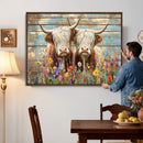 Cute Highland Cow Canvas Wall Art - Rustic Farmhouse Decor