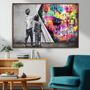 Banksy Print - Street Art Canvas Wall Art - Kids Revealing