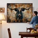Longhorn Wall Art – Rustic Western Bull Canvas Print, Modern