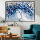 Blue and Gold Abstract Tree Wall Art Canvas Print | Modern