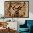 Wood Abstract Deer Wall Art | Rustic Wildlife Canvas Print |