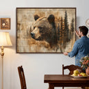 Rustic Grizzly Bear Wall Art, Abstract Grizzly 399 Bear Wall