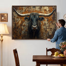 Longhorn Texas Cow Bull Wall Art | Rustic Farmhouse Canvas by MyGreatCanvas | Canvas Wall Art Prints | Photo Prints & Wall Decor