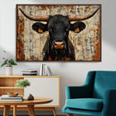 Rustic Texas Artwork Wall Art Canvas Print - Abstract Cow