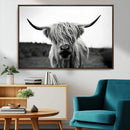 Highland Cow Wall Art | Black and White Farmhouse Decor |