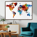 Colorful World Map Canvas Wall Art Print, Contemporary